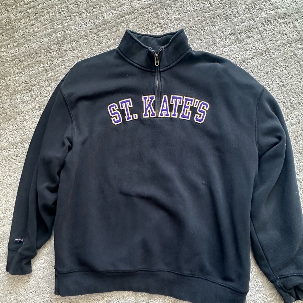 Jansport Black Quarter-Zip Pullover with Purple & White Embroidered Logo